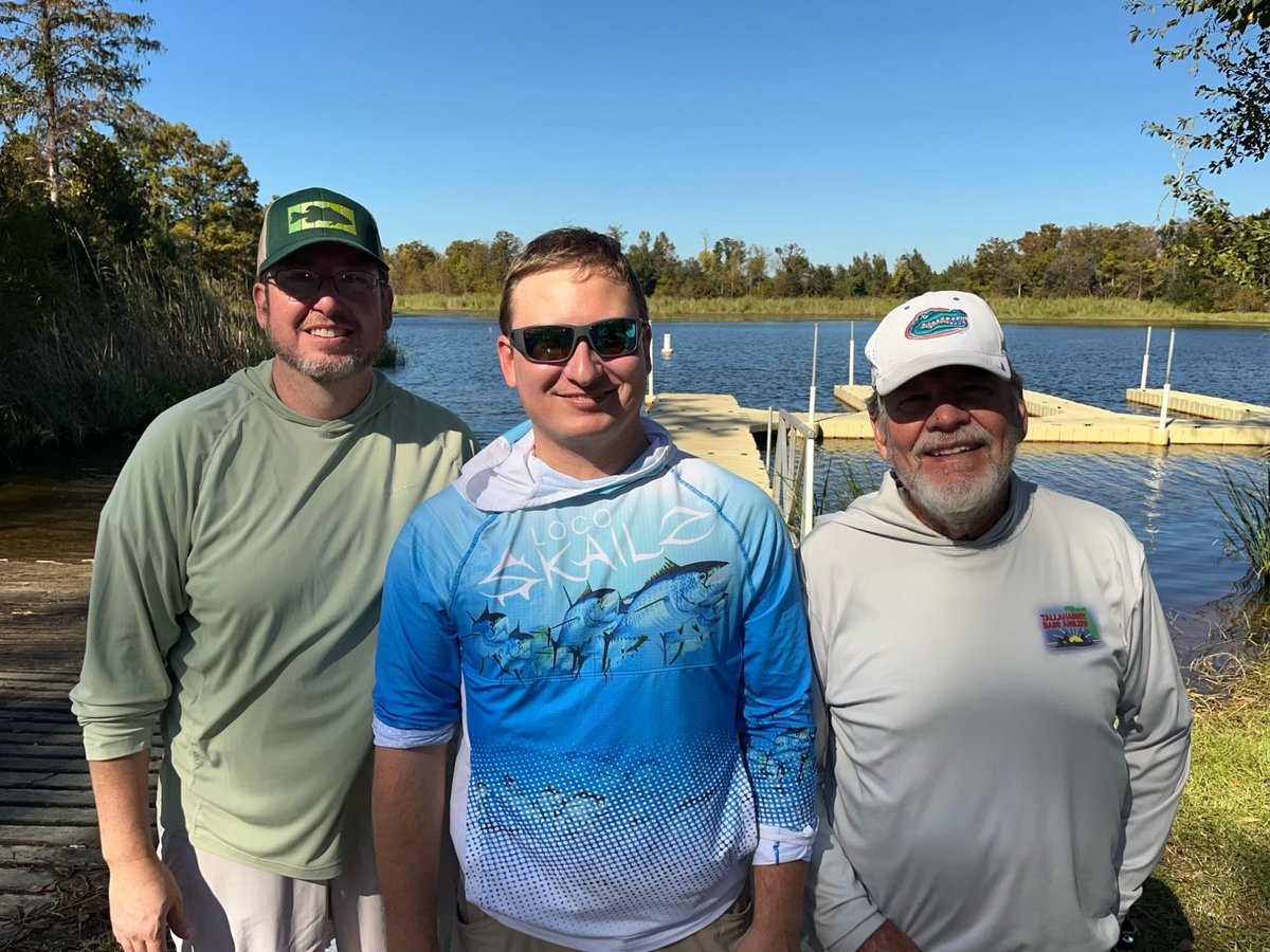 October top three Kevin Copland, Rick Johnson, and Les Shope by the boat ramp at Lake Seminole